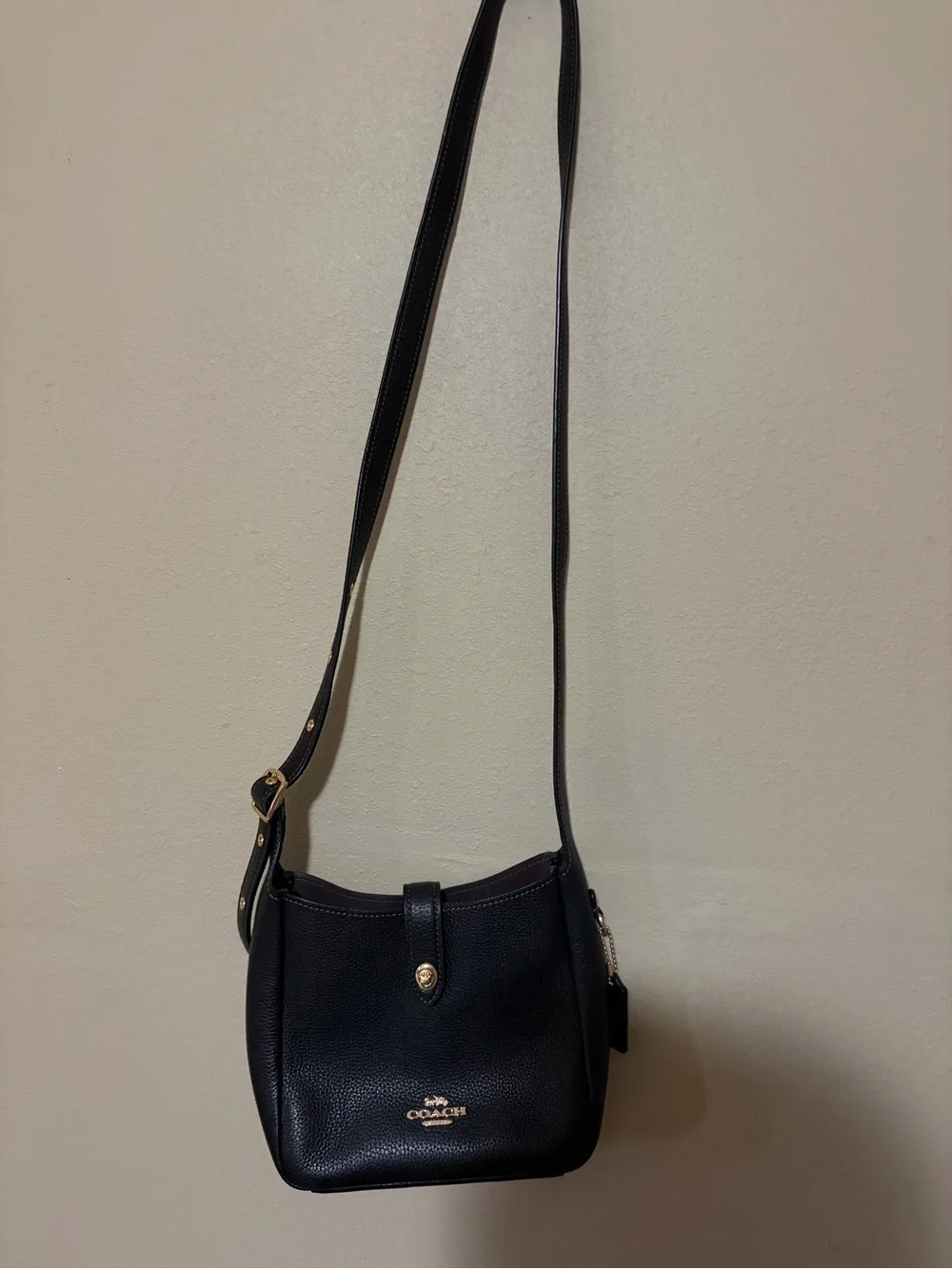 Coach Black Pebbled Leather crossbody Bag with Gold Hardware
